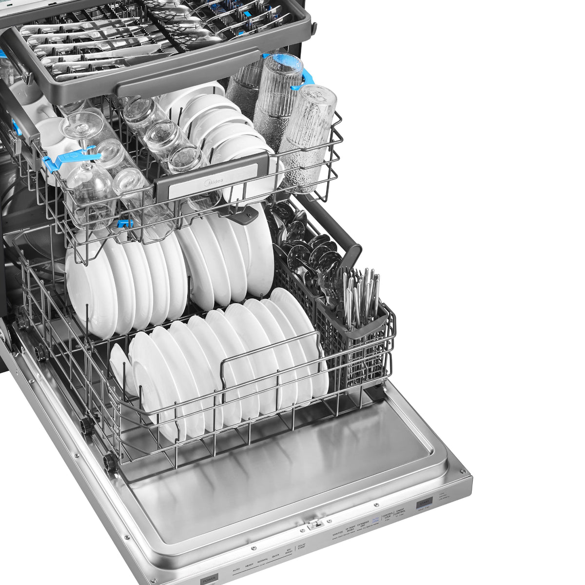 Midea - 24" Top Control Dishwasher with 3-Stage Total Drying, Bottle Wash Zone, 47 dB - Stainless Steel