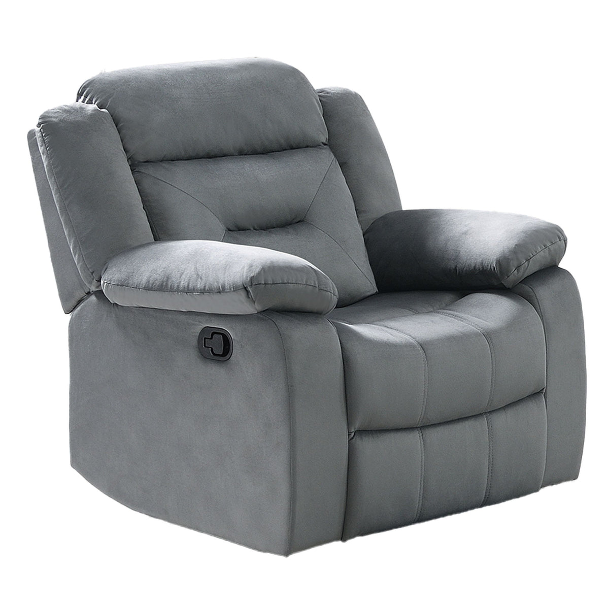 Sillón reclinable manual moderno con asiento acolchado y reposabrazos tipo almohada
