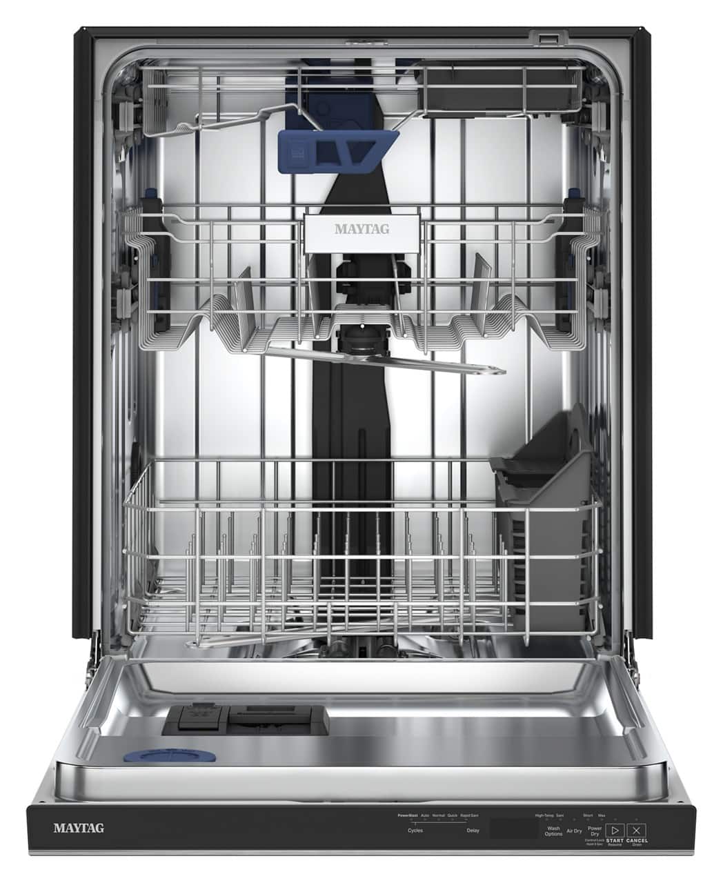 Maytag - 24 inch Top Control Built-In Dishwasher with 3rd Rack,PowerBlast Cycle, and 47 dBA - Stainless Steel