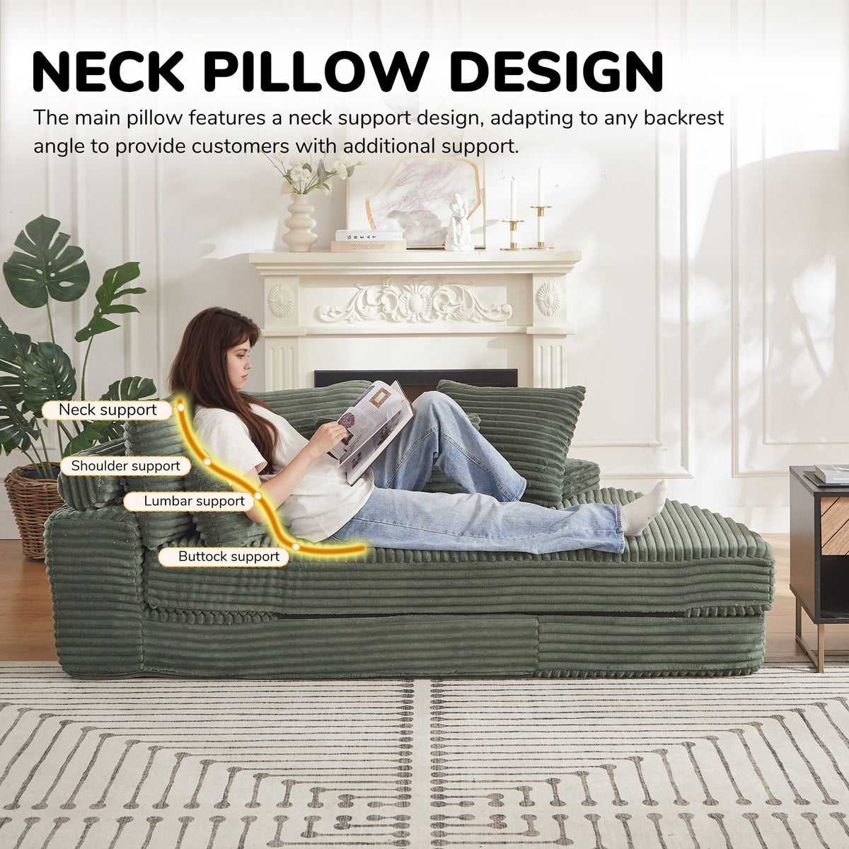 Sofá cama semicircular 2 en 1 con almohada para el cuello