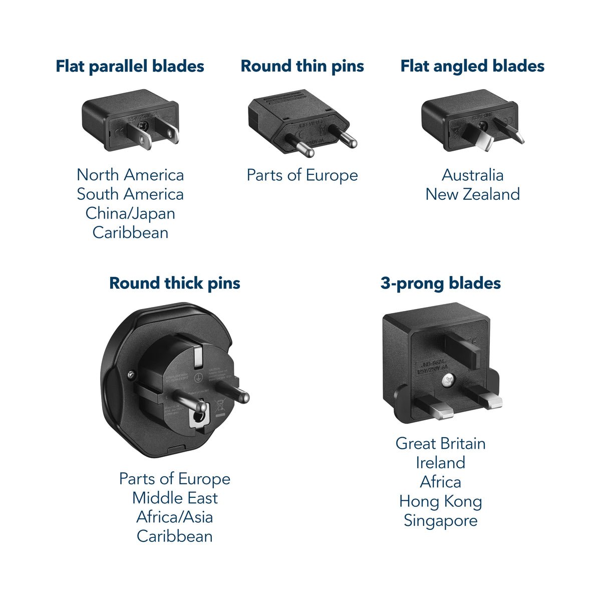 Insignia™ - 2,000W Travel Converter and Plug Adapters - Black
