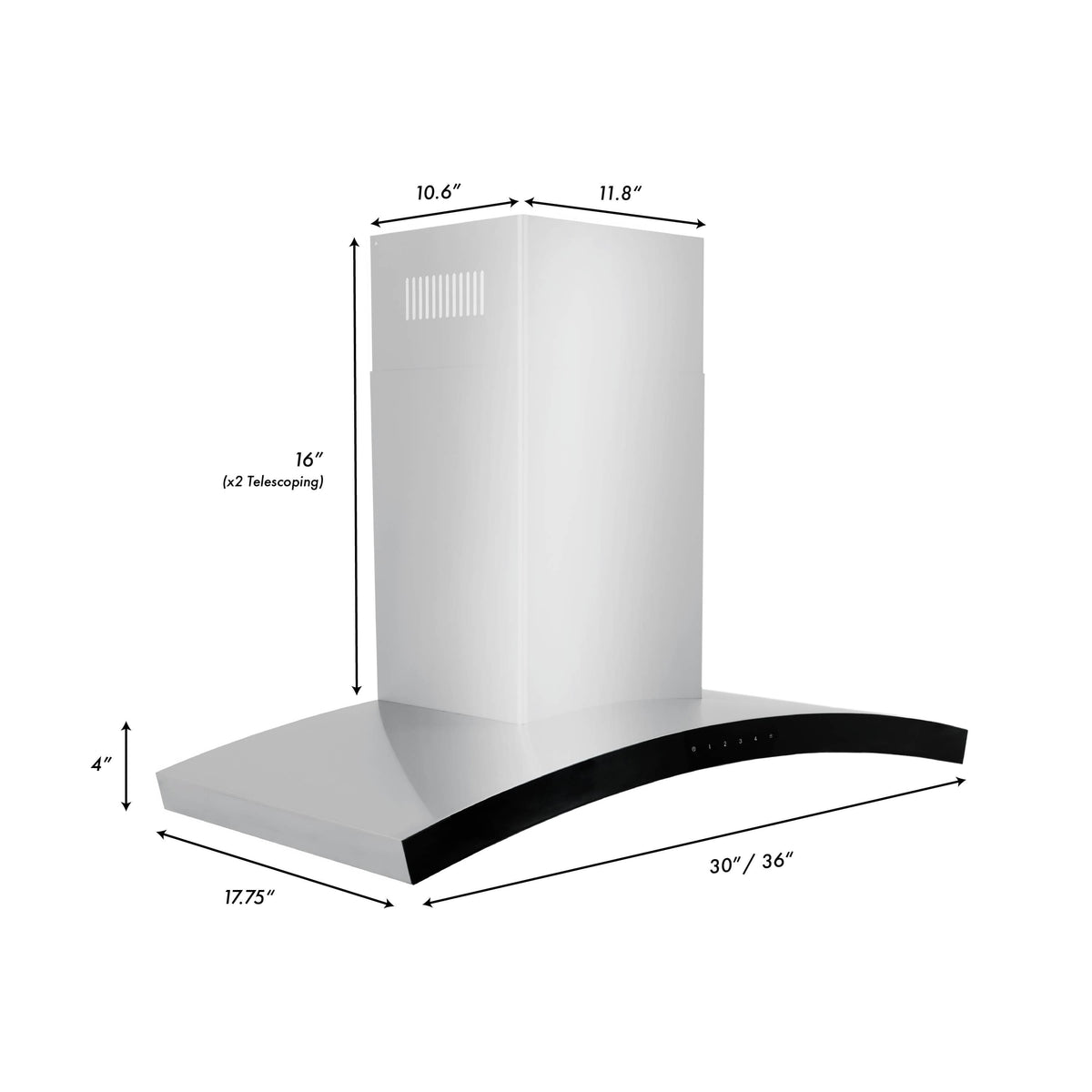 ZLINE - 36 inches - Externally Vented - Wall Range Hood - Stainless Steel