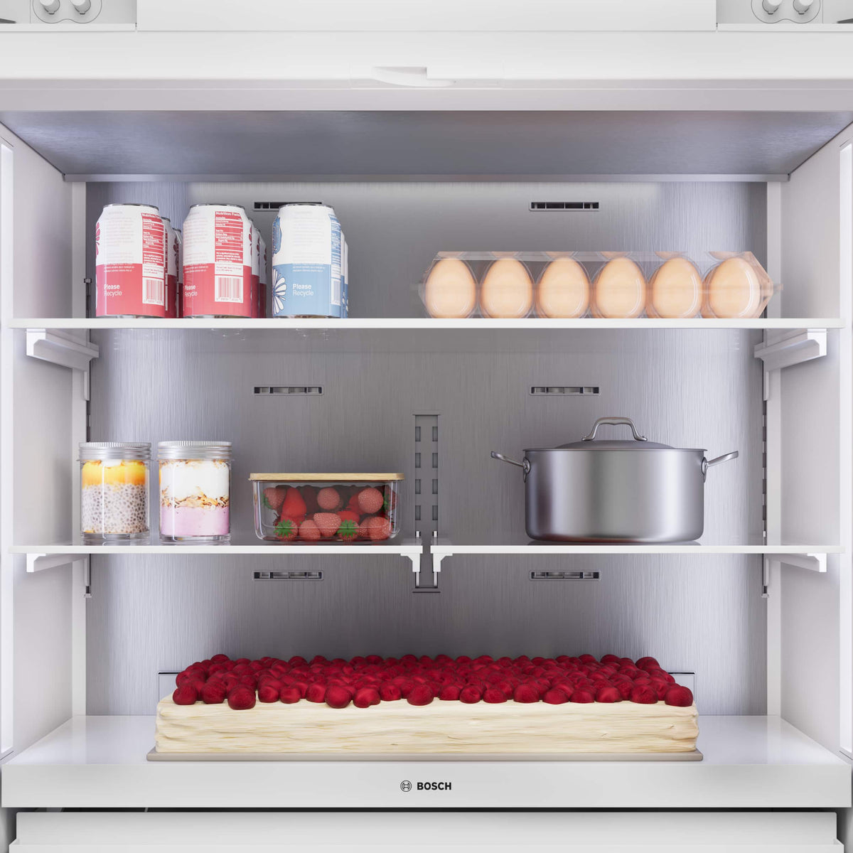 Bosch - Benchmark Series 36 in. Wide 20.1 Cu. Ft. French Door Bottom Freezer Built-in Smart Refrigerator - Custom Panel Ready