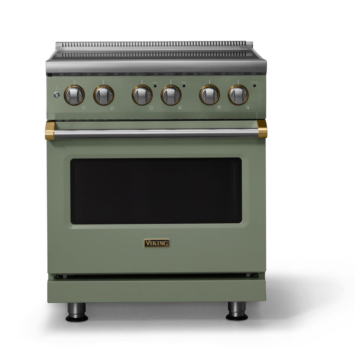 Viking - 30"W. Pro5S 4.7 Cu. Ft. Freestanding 4 Element Electric Convection Range - /Brushed Brass - Eucalyptus