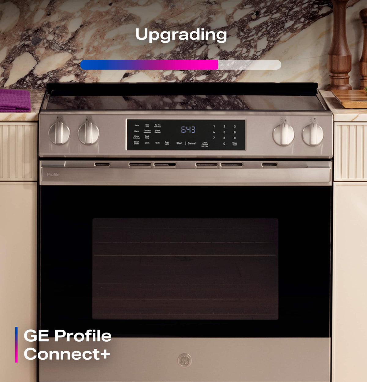 GE Profile - 30 in. Wide 4 Elements 5.3 Cu. Ft. Slide-In Electric Induction Convection Range with Air Fry and EasyWash Oven Tray - Stainless Steel