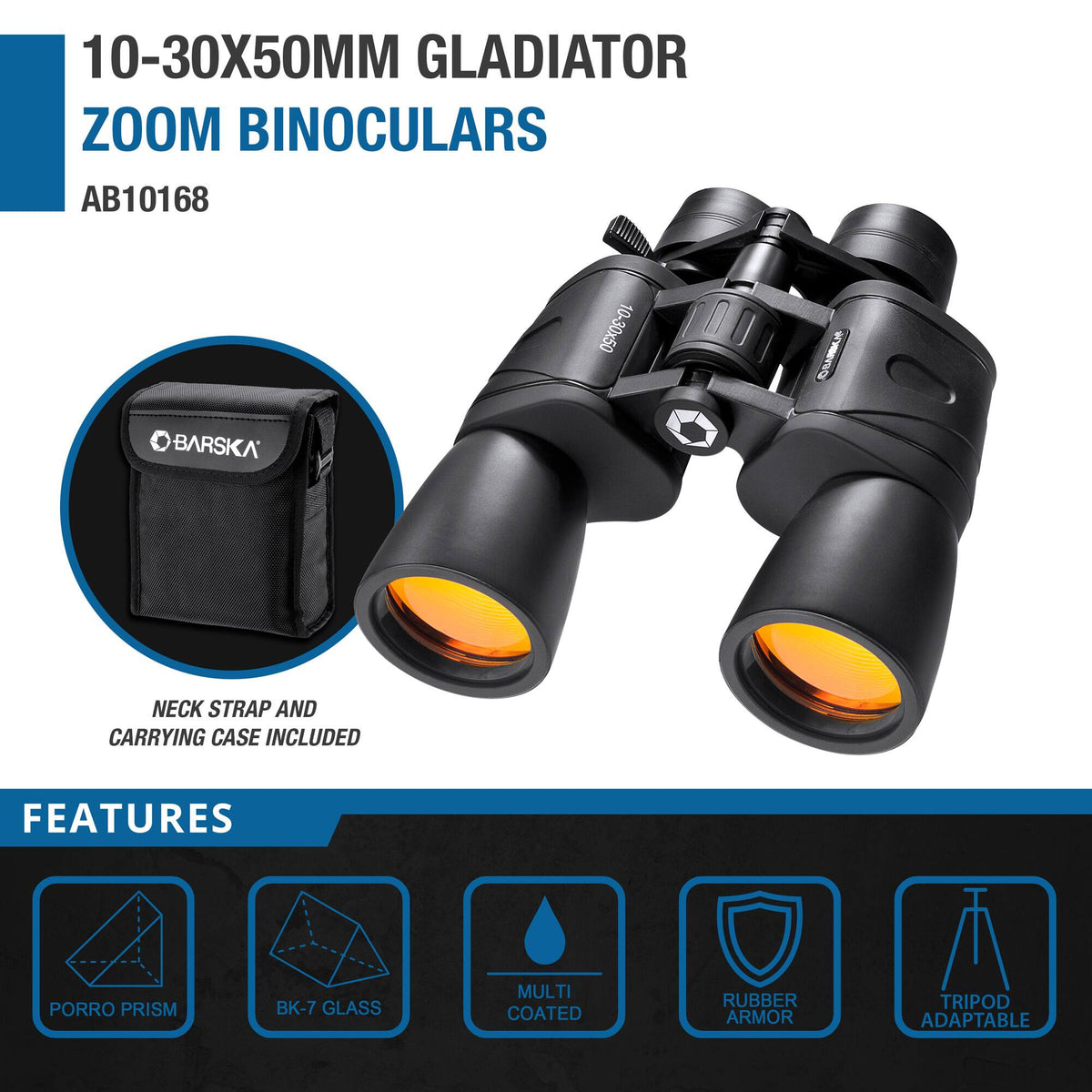 Barska - 10-30x50mm Gladiator Zoom Binoculars - Black