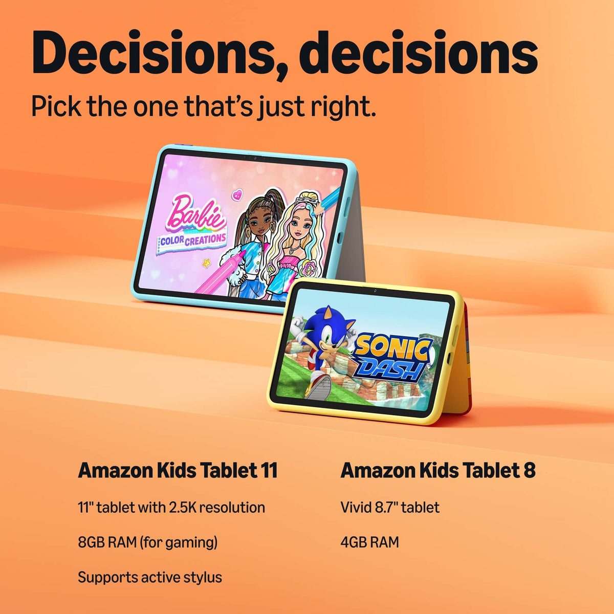 Amazon - Kids Tablet 8 (all-new) ages 6+, 8.7" display, includes 1-year Kids+ content subscription, parental controls - Barbie Club 59