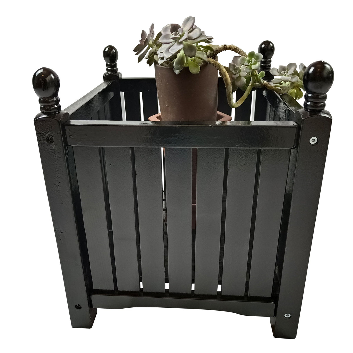 Maceta Cuadrada para Flores y Hierbas de Exterior para Jardín, Porche y Patio, Contenedor para Plantas y Vegetales, Jardinera - Negra