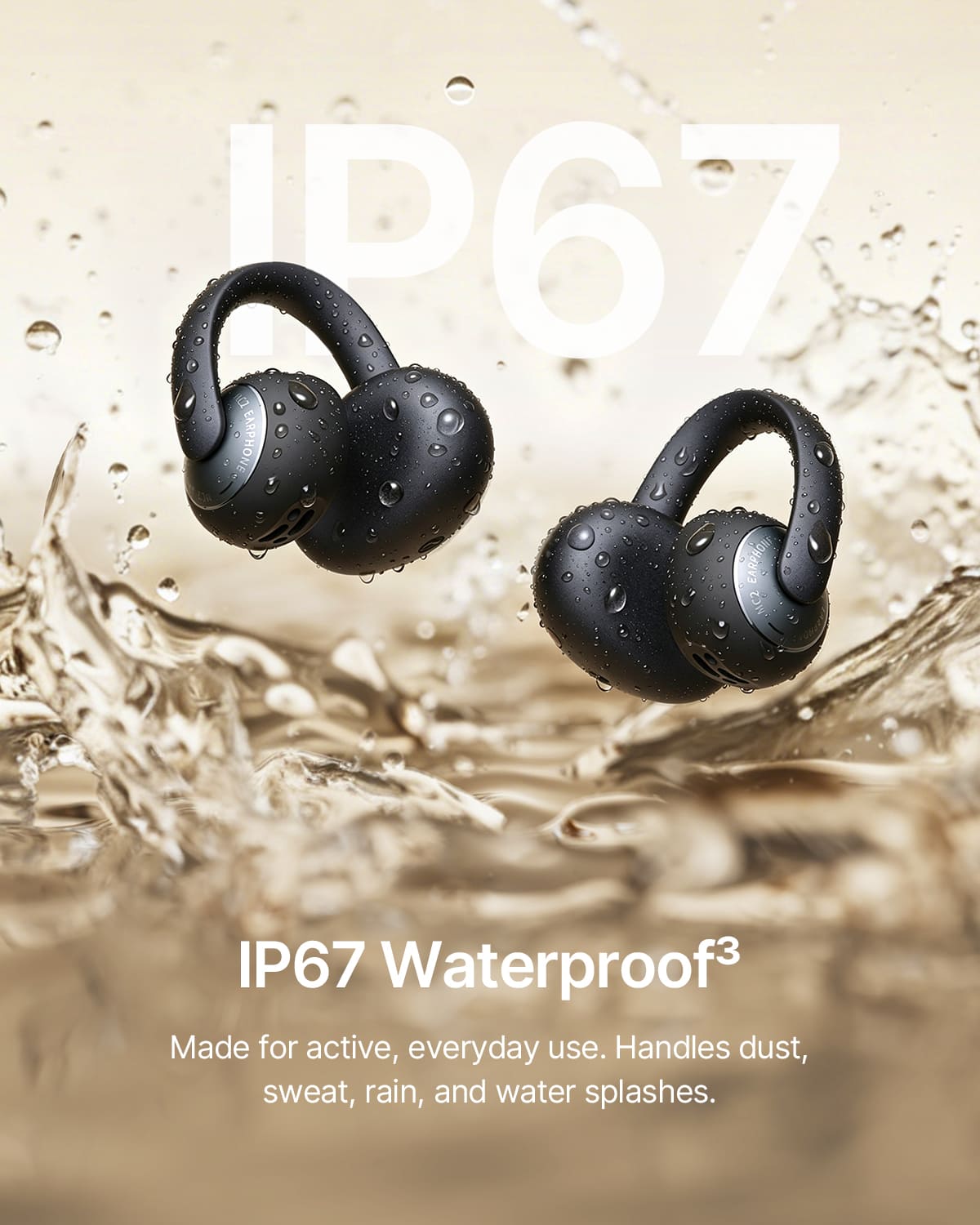 Baseus - Bowie MC2 Open-Ear Clip-On Earbuds - LDAC Hi-Res Audio,55-Hour Playtime,IP67 Water Resistance - Black