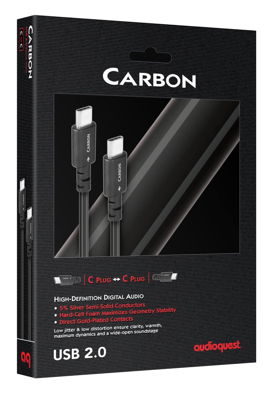 AudioQuest - Carbon USB-C > C 2.5' Digital High-Definition Audio Cable with USB-C to USB-C Connectors - Gray on Black