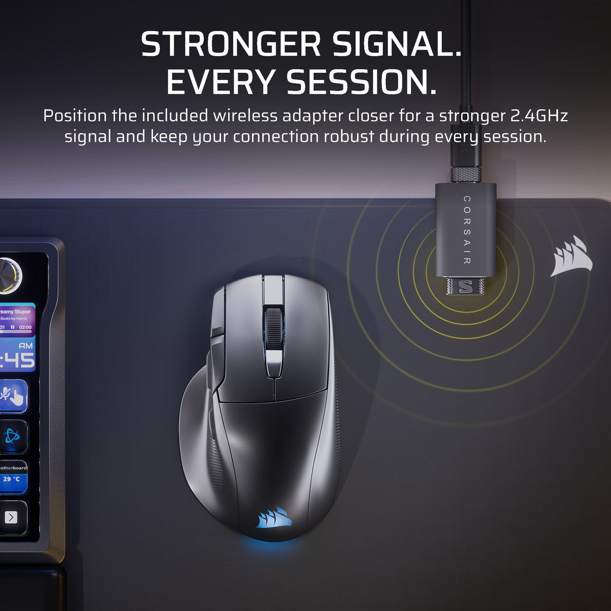 CORSAIR - NIGHTSWORD v2 WIRELESS SD Stream Deck Gaming Mouse - Wireless - Black