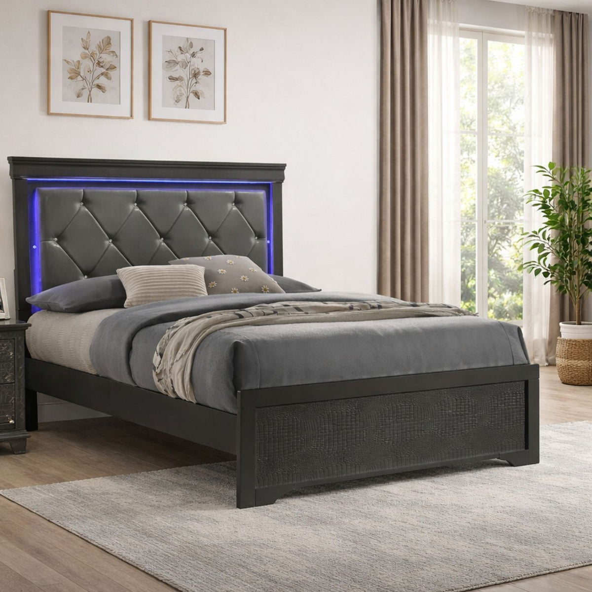 Blaze - Cama con cabecero LED