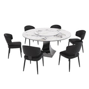 Juego de mesa de comedor redonda y 6 sillas - Plateado