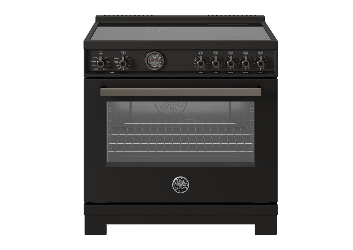 Bertazzoni - 36" Professional Series range - Electric self clean oven - 5 induction zones - Carbonio