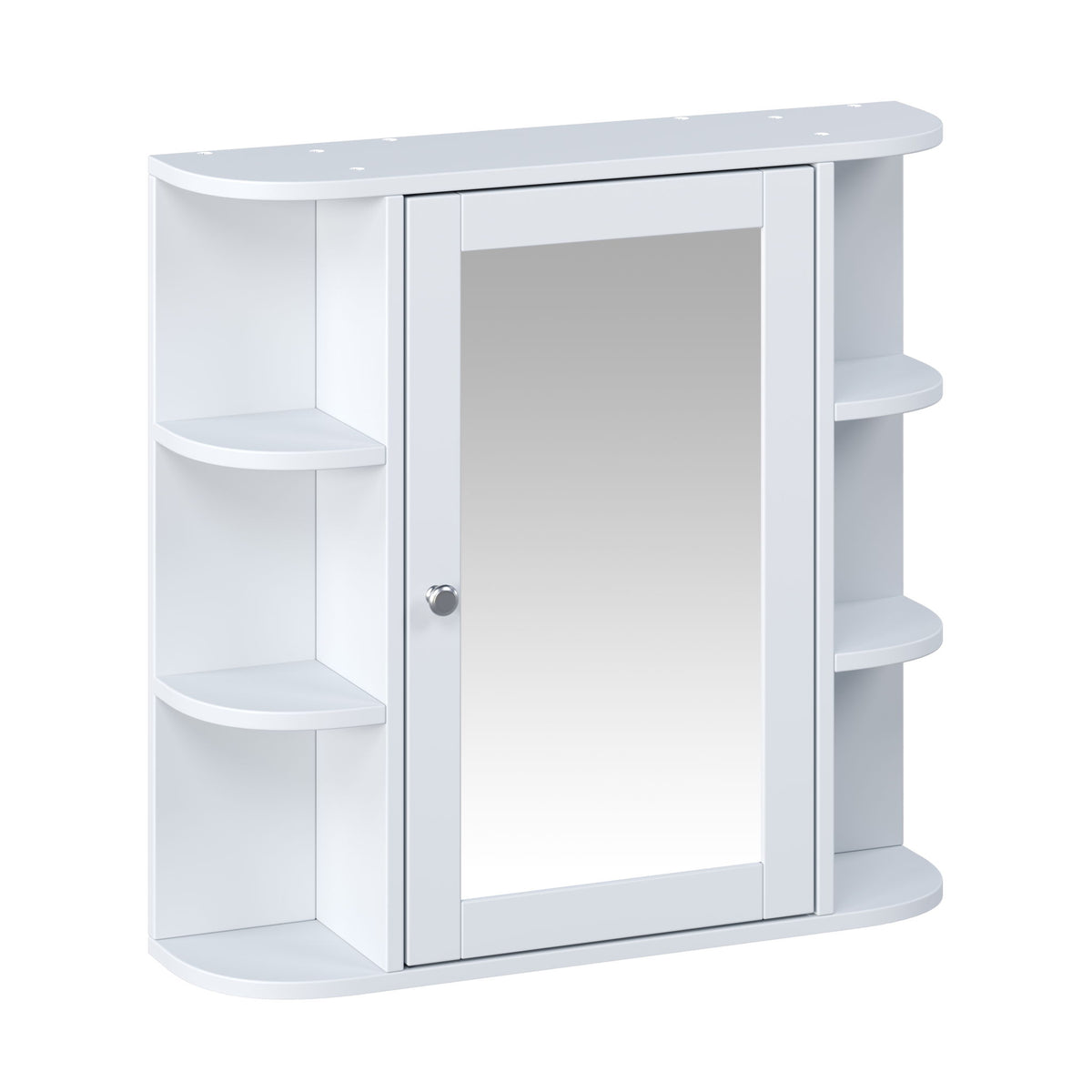 Armario de pared para baño con espejo y estante ajustable, 6 estantes abiertos