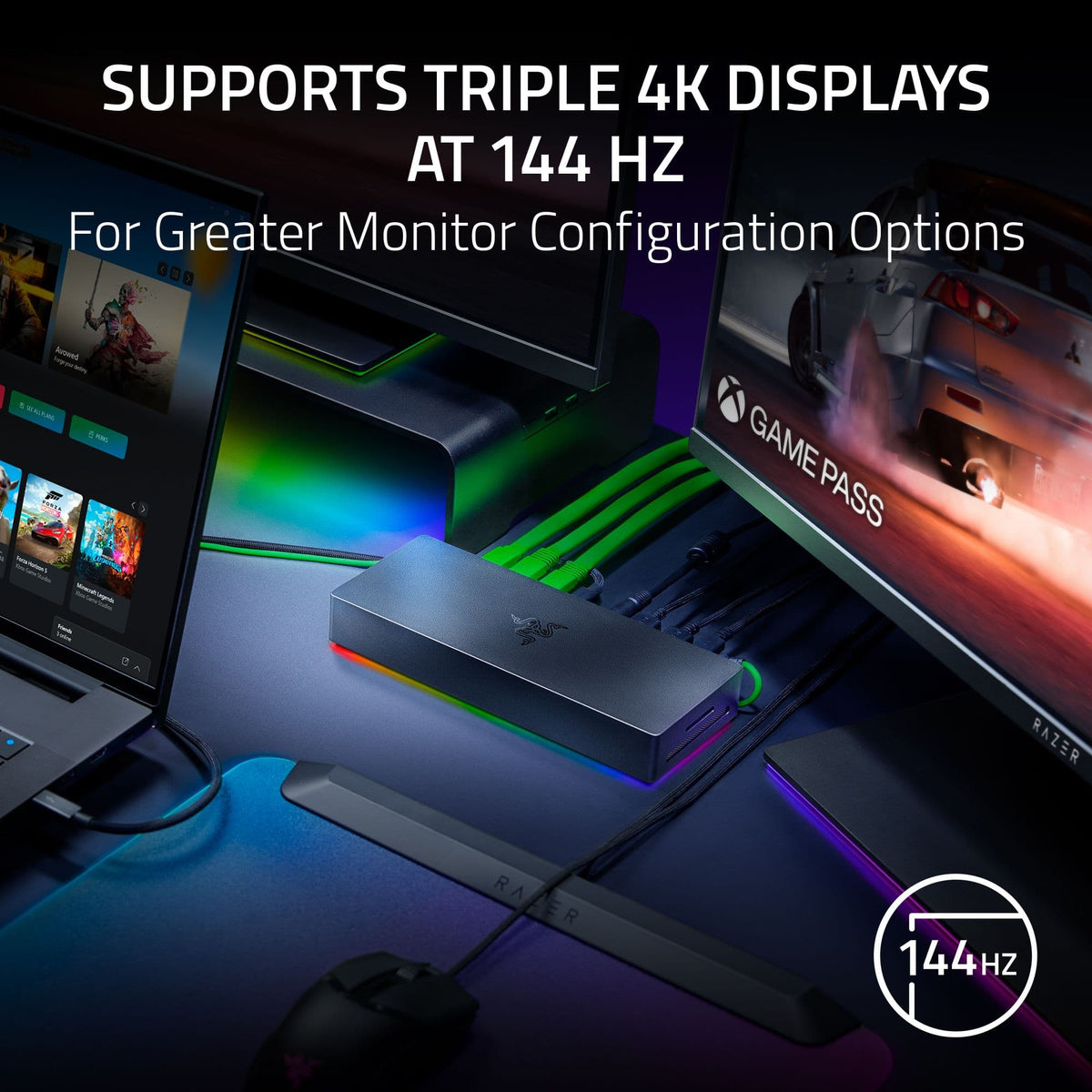 Razer - Thunderbolt 5 Dock Chroma: 11-Port Docking Station - 120Gbps Transfer - Triple 4K 144Hz or 8K 60Hz Display - PC & Mac - Black