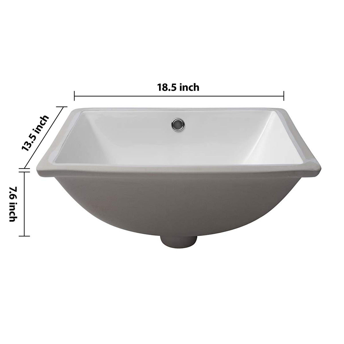 European Style Ceramic Rectangular Undermount Bathroom Sink With Overflow