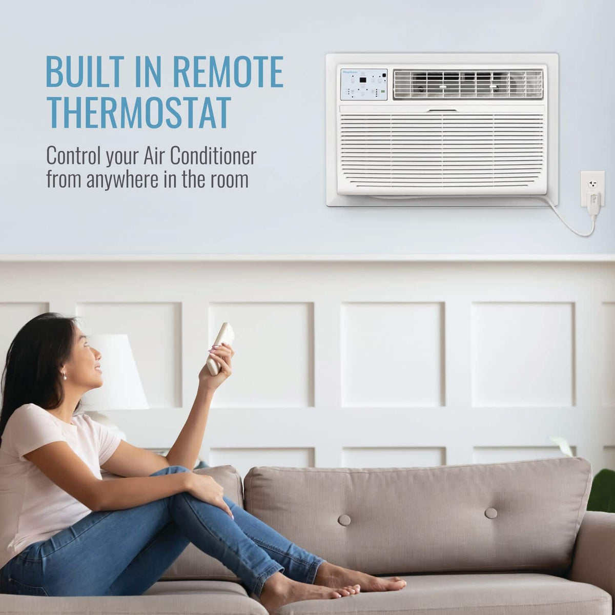 Keystone - Energy Star 12,000 BTU 115V Through-the-Wall Air Conditioner with Follow Me LCD Remote Control - White