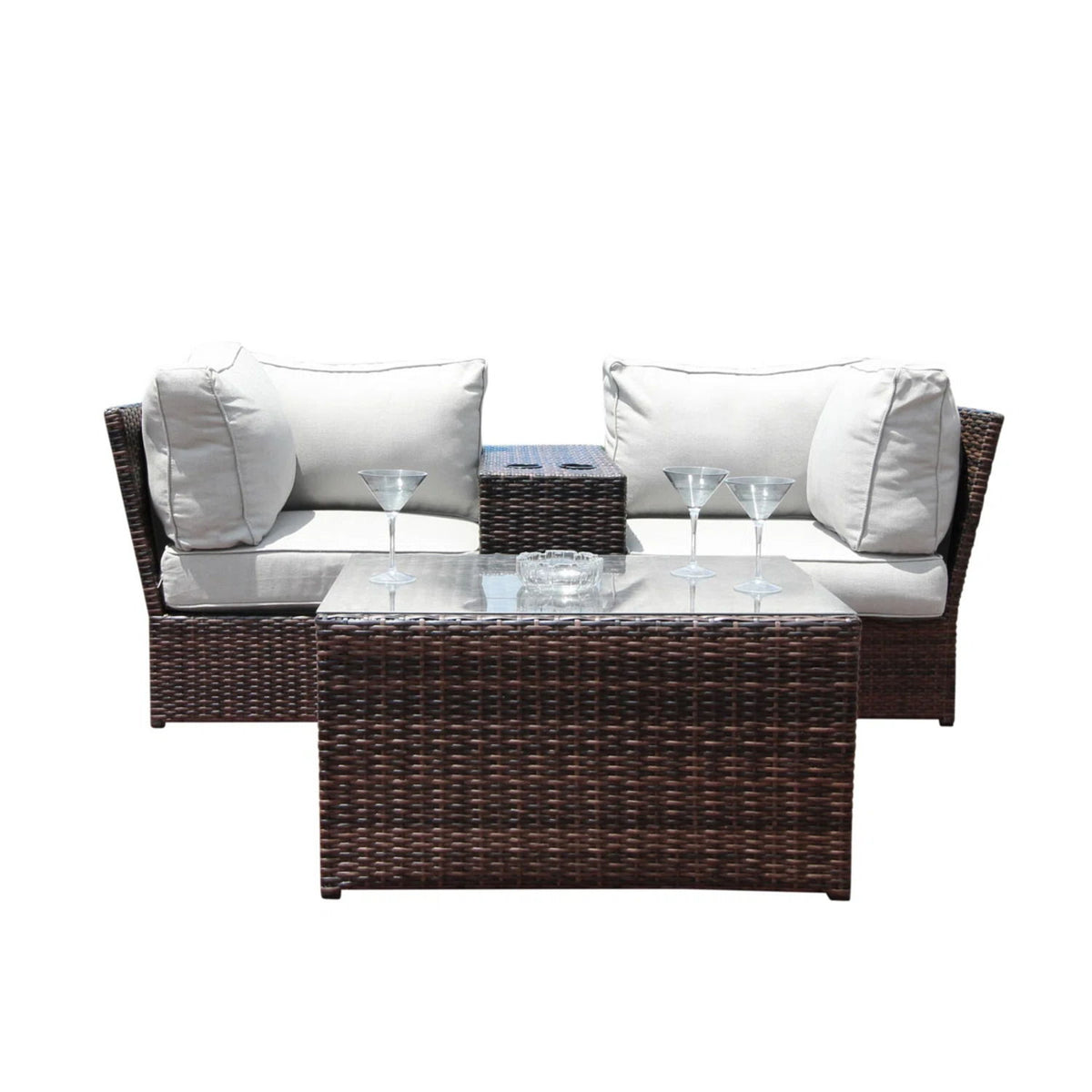 Handcrafted 2 Piece Outdoor Rattan Seating Group With Cushions - Espresso