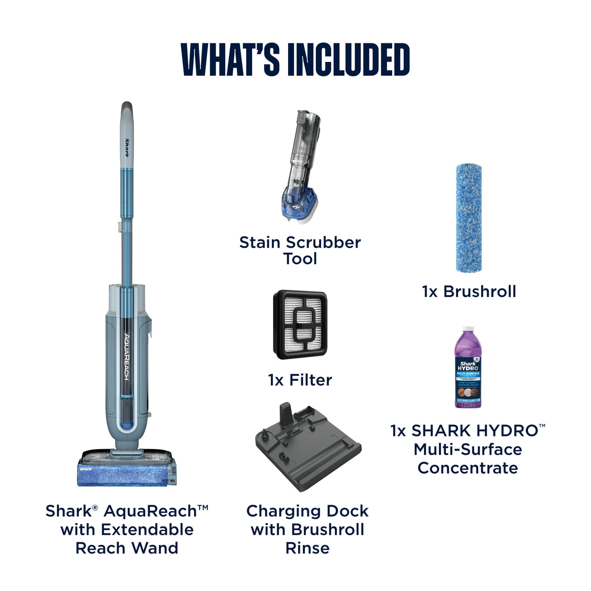 Shark - AquaReach Cordless Vacuum and Mop, with Extendable Reach Wand - Blue