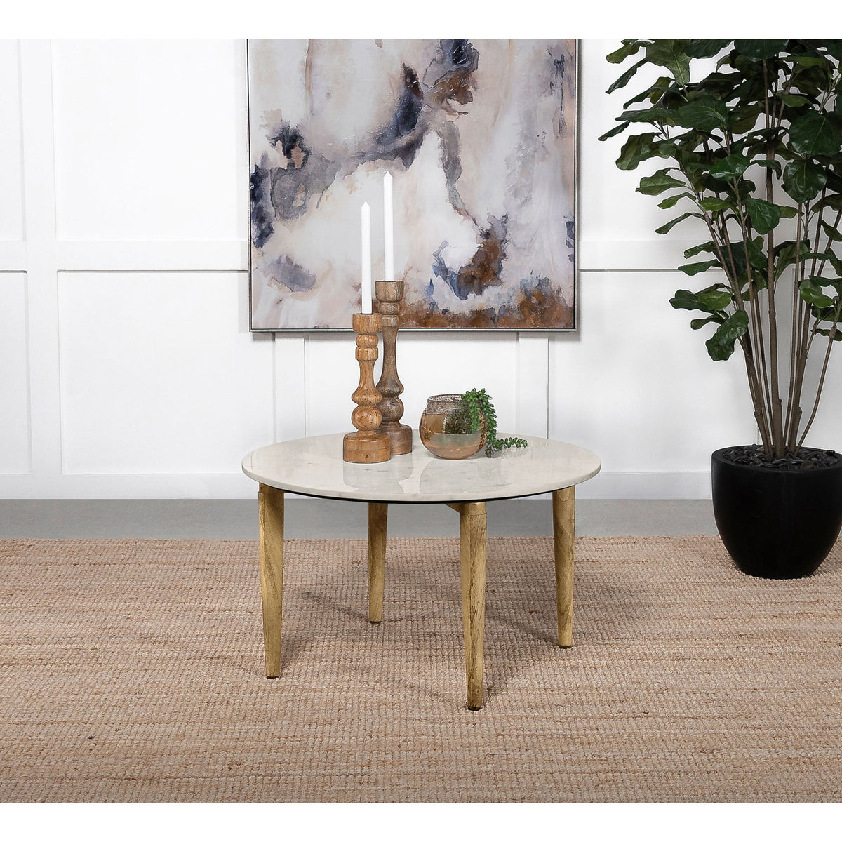 Leska - Round Coffee Table - White