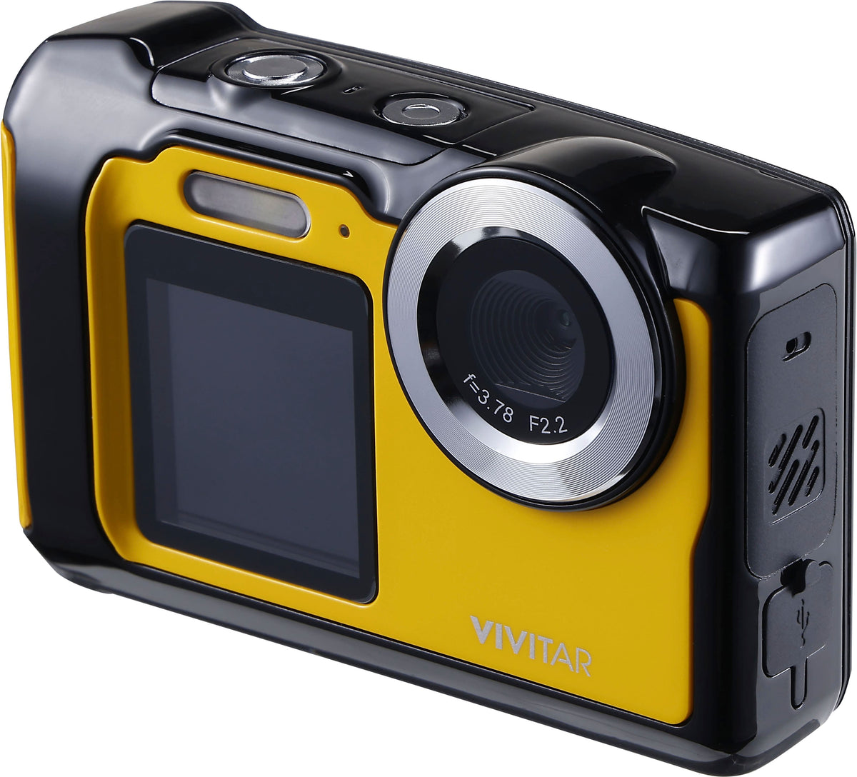 Vivitar - Dual Screen Waterproof Camera with 16x Digital Zoom and HD Video Recording - Yellow