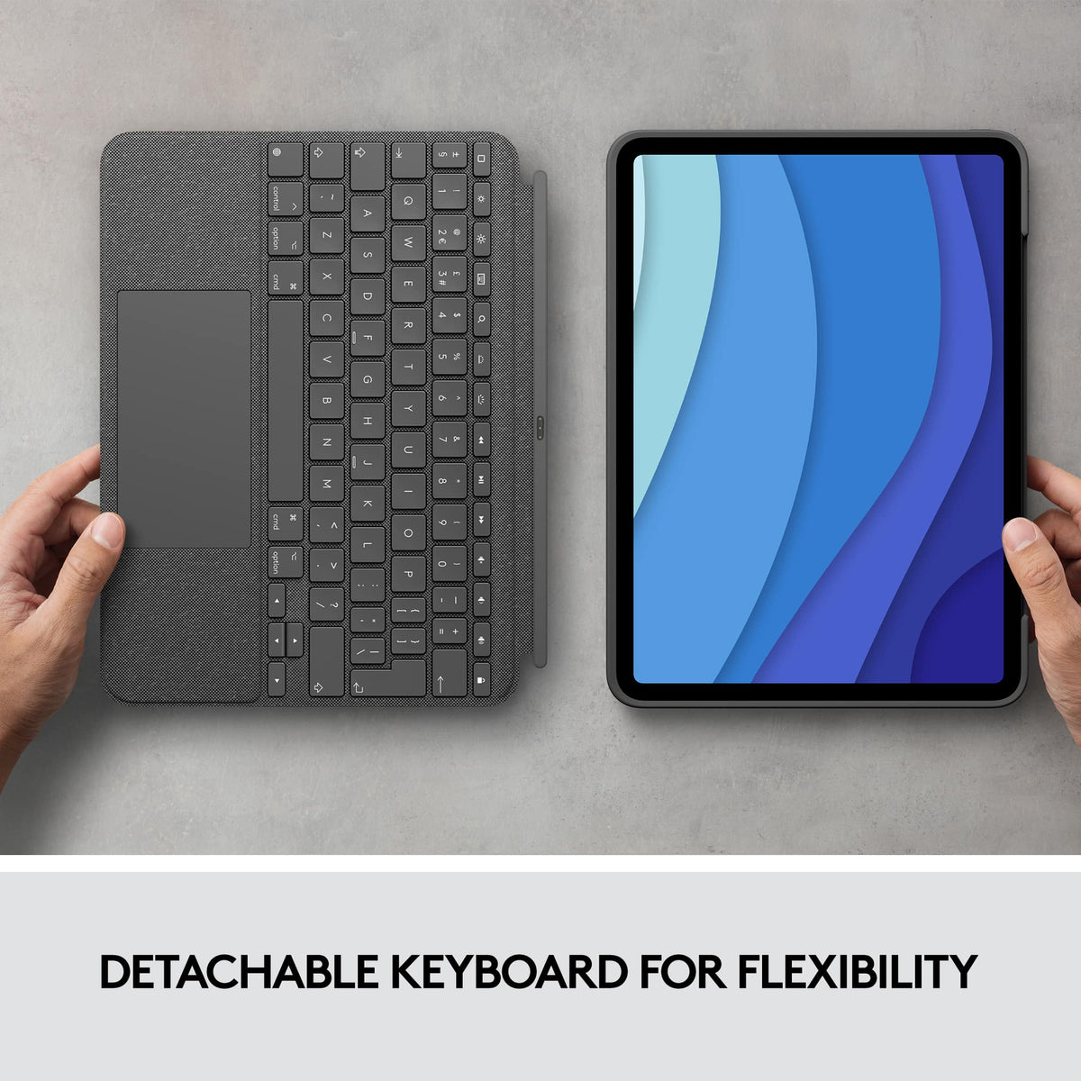 Logitech - Combo Touch iPad Pro Keyboard Folio for Apple iPad Pro 11" (1st, 2nd, 3rd & 4th Gen) with Detachable Backlit Keyboard - Oxford Gray
