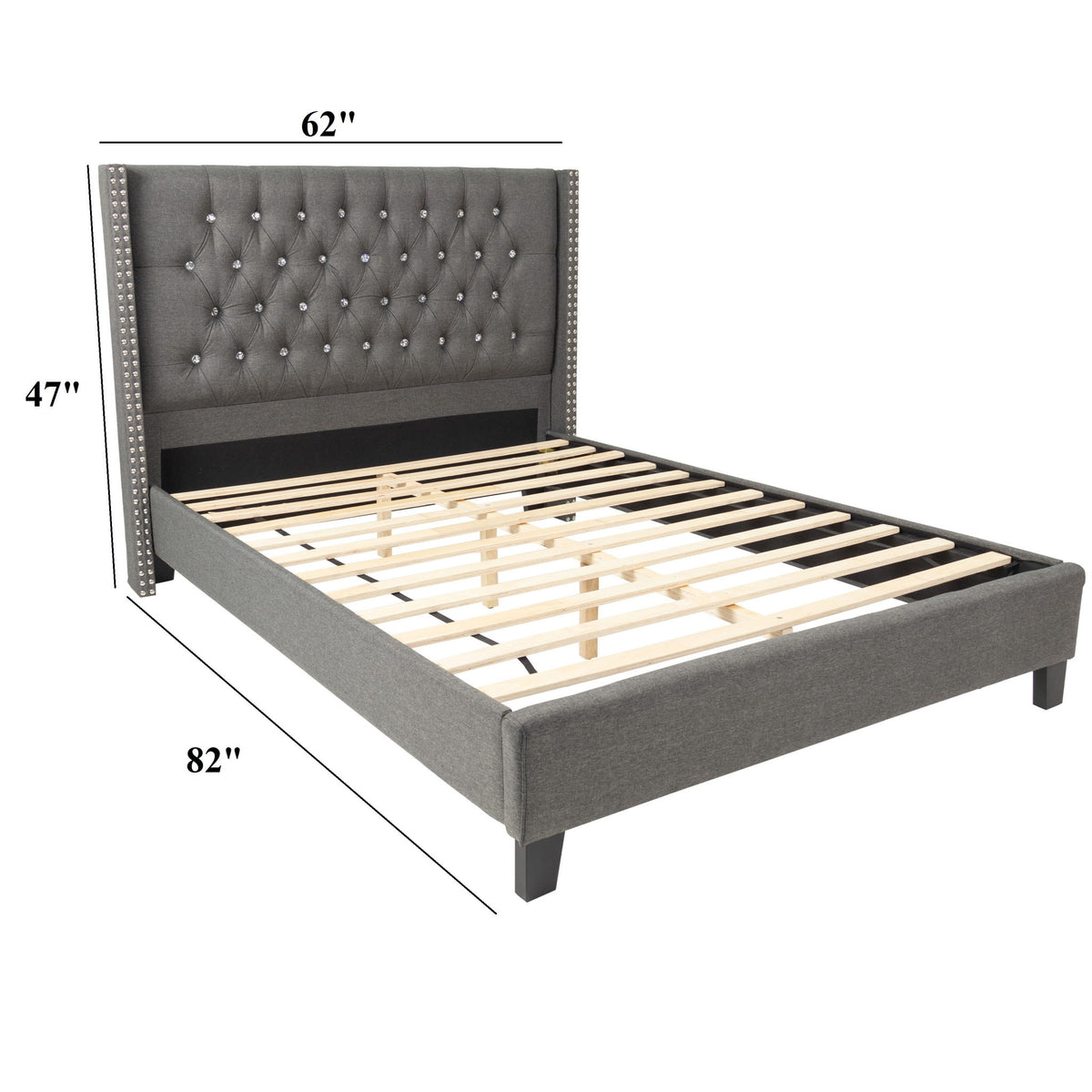 Cama de estilo contemporáneo con cabecero capitoné de diamantes