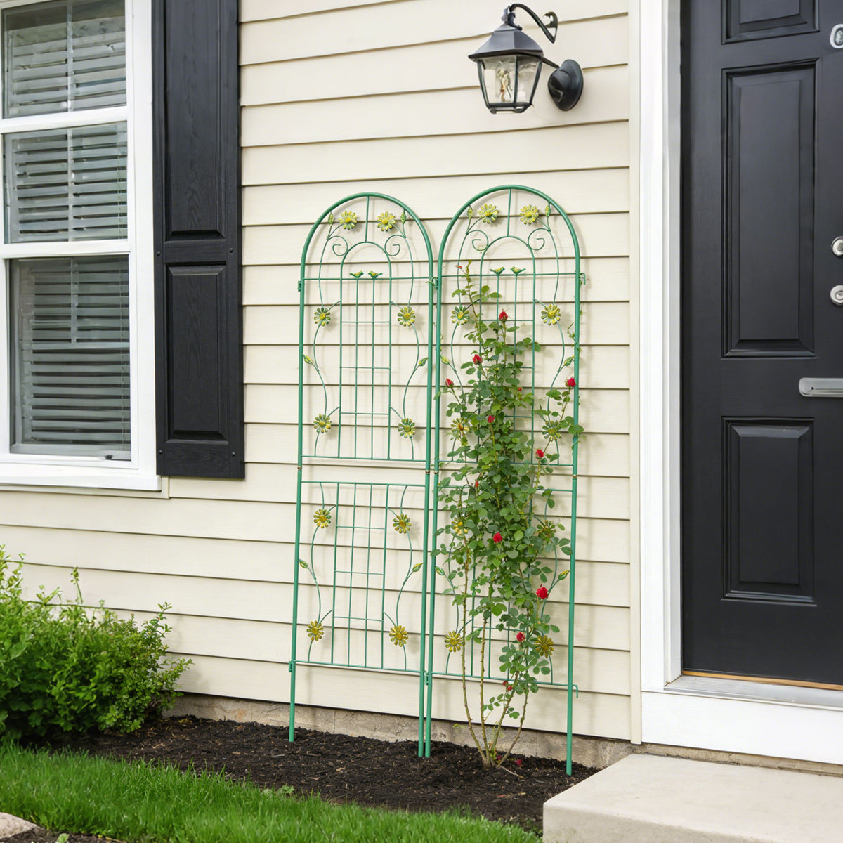 Enrejado de metal para jardín, enrejado inoxidable para plantas trepadoras, soporte para flores de exterior