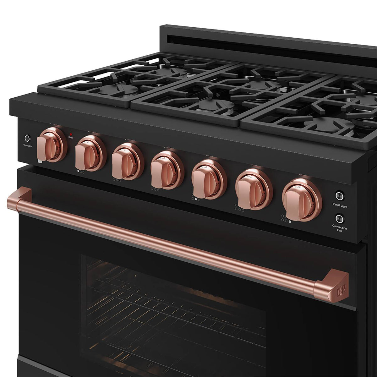 36 in. Wide 6 Burner Gordon Ramsay Series by Thor Kitchen 6.0 Cu. Ft Freestanding Gas Range with Rose Gold Hardware - Black