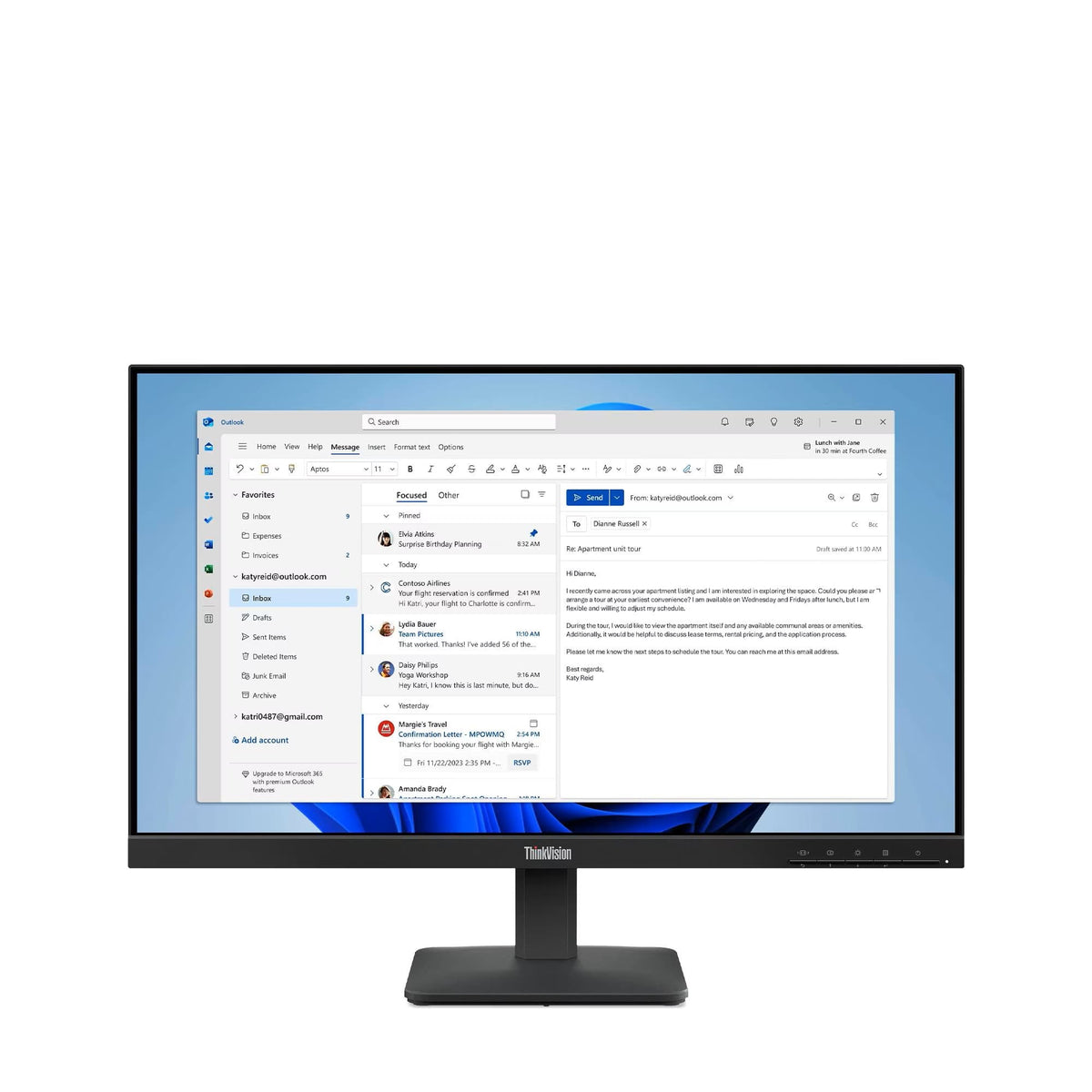 Lenovo - ThinkVision 23.8" IPS LED FHD 100hz Monitor (HDMI, VGA) - Raven Black