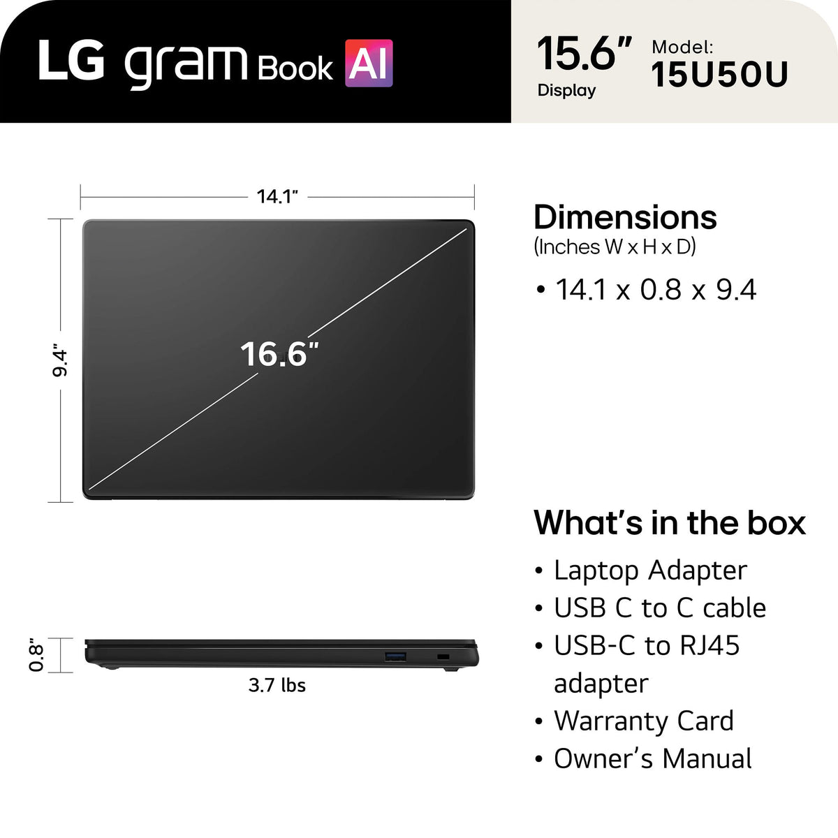 LG - gram Book 15" 2K Touchscreen Laptop - Intel Core Ultra 5 Processor 115U - 16GB RAM - 512GB SSD - Black