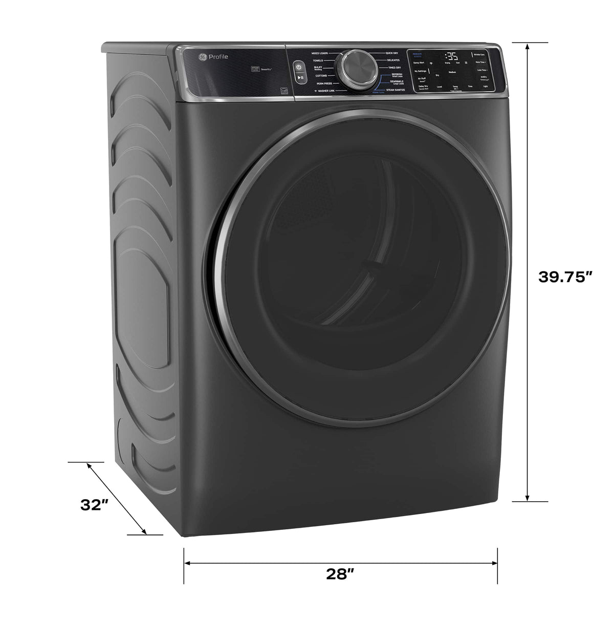 GE Profile - 7.8 Cu. Ft. Stackable Smart Electric Dryer with Steam and Sanitize Cycle - Carbon Graphite
