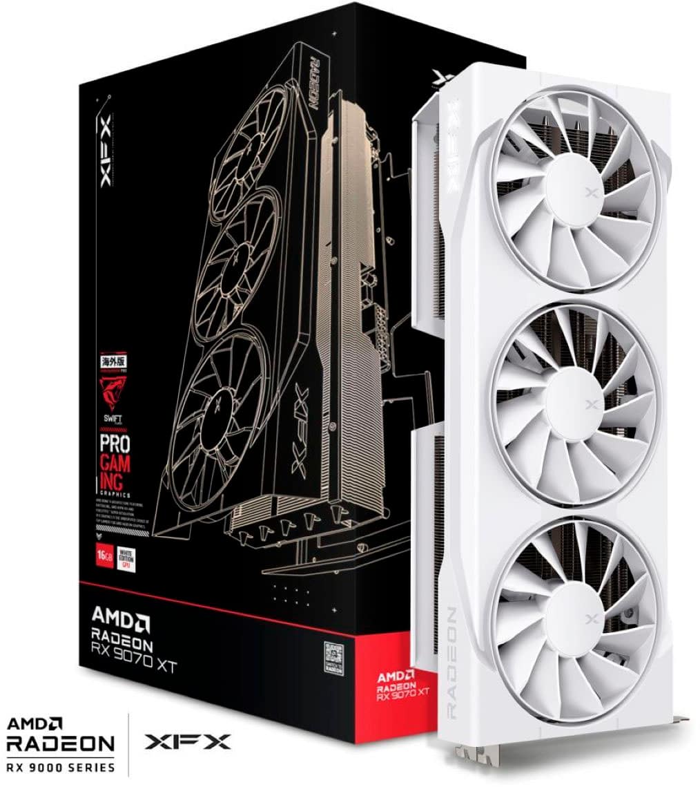 XFX - Swift AMD Radeon RX 9070XT 16GB GDDR6 PCI Express 5.0 Gaming Graphics Card - White