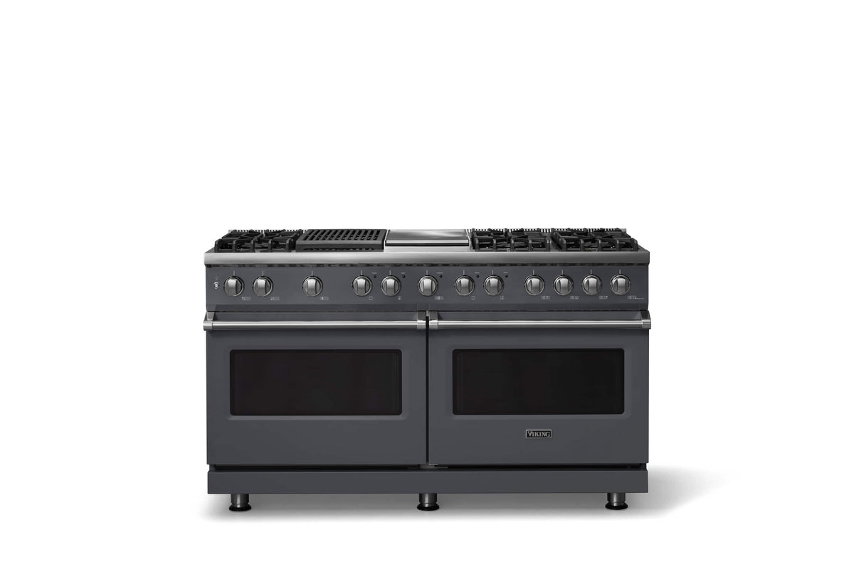 Viking - Pro 5 Series 9.4 Cu. Ft. Freestanding Sealed 8 Burner Dual Fuel Convection Range/Griddle/Grill - Cast Black - Cast Black
