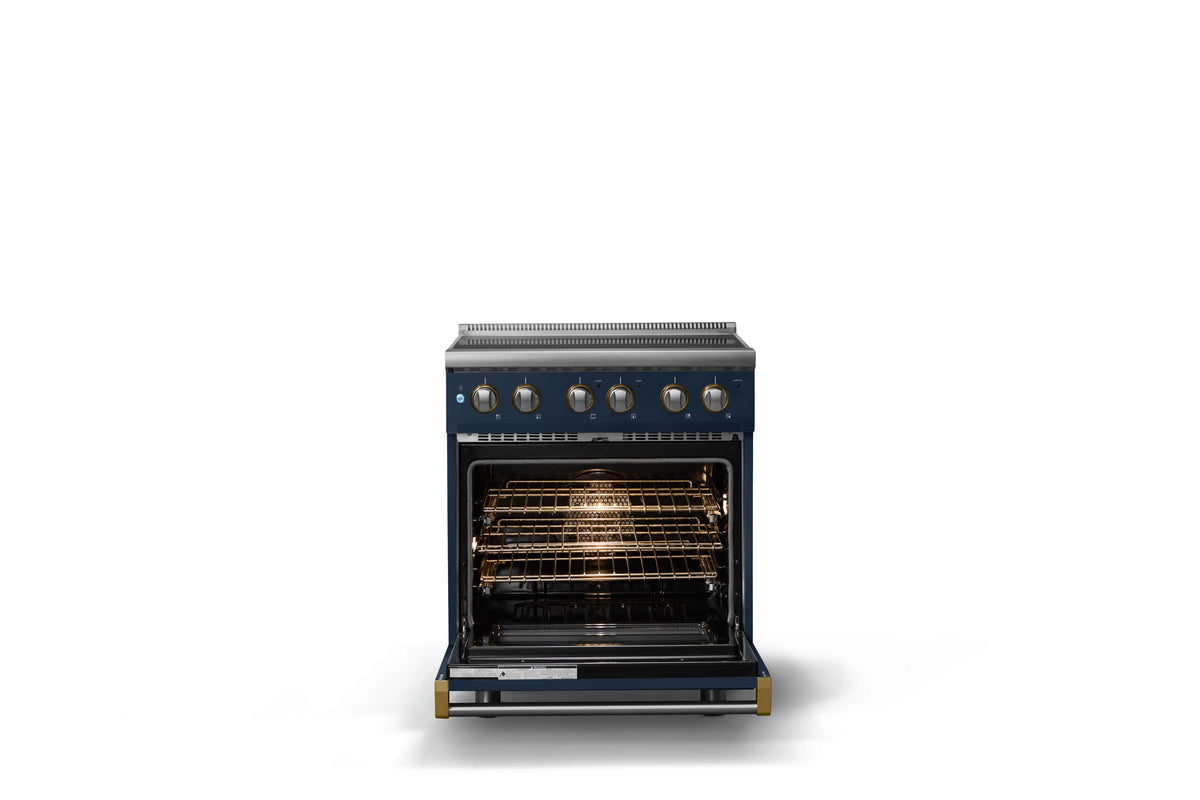 Viking - 30"W. Pro5S 4.7 Cu. Ft. Freestanding 4 Element Electric Convection Range - /Brushed Brass - Eucalyptus