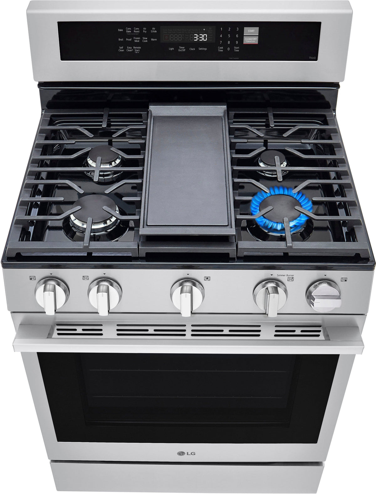 LG - 30-in Wide 6.3 Cu. Ft. Freestanding Gas True Convection Smart Range with 5 Burners, Air Fry and UltraHeat 20K Burner - Stainless Steel