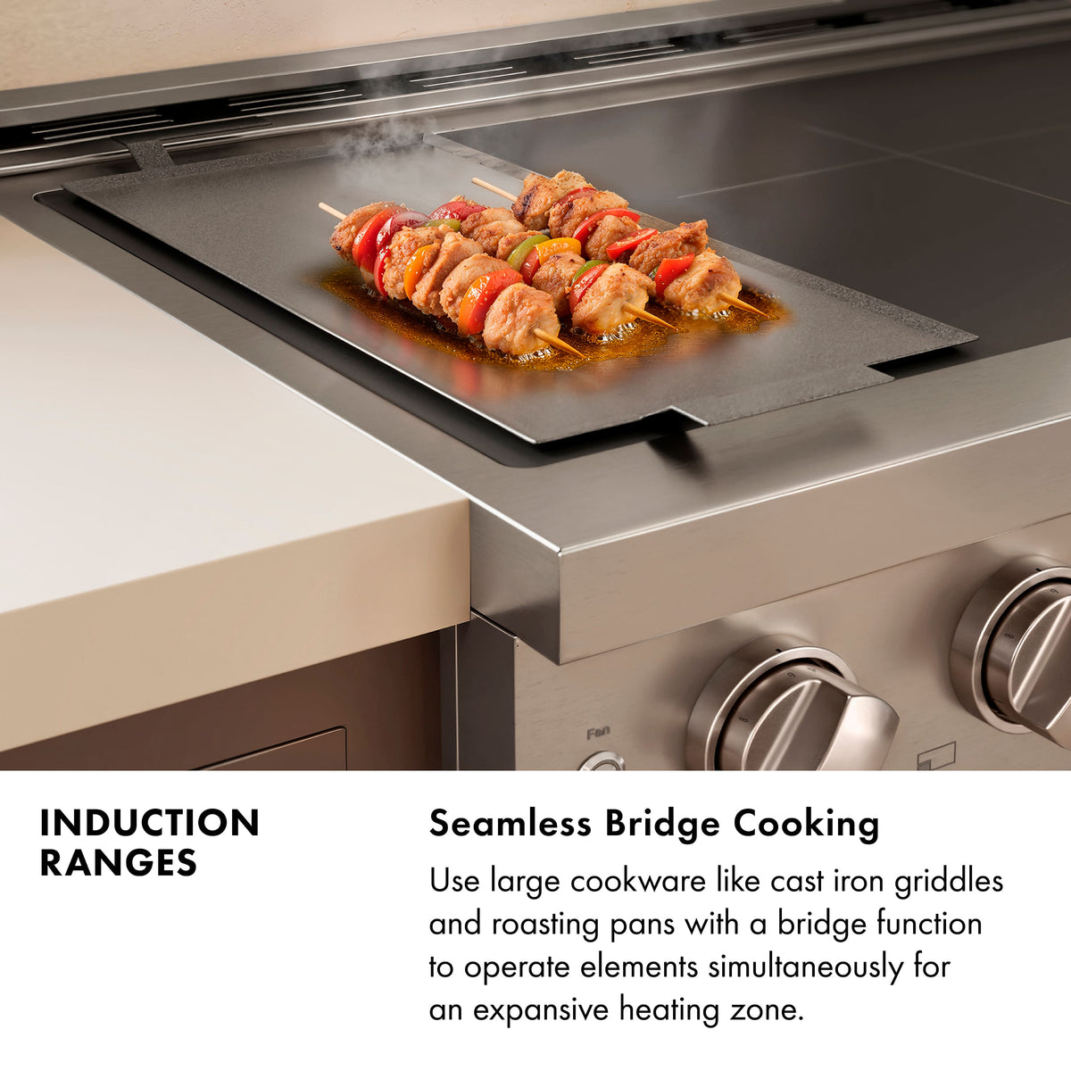ZLINE - 30 in. Wide 4 Elements Autograph 4.2 Cu.Ft. Paramount Freestanding Induction Range in Satin Steel with Black Accents - Matte White
