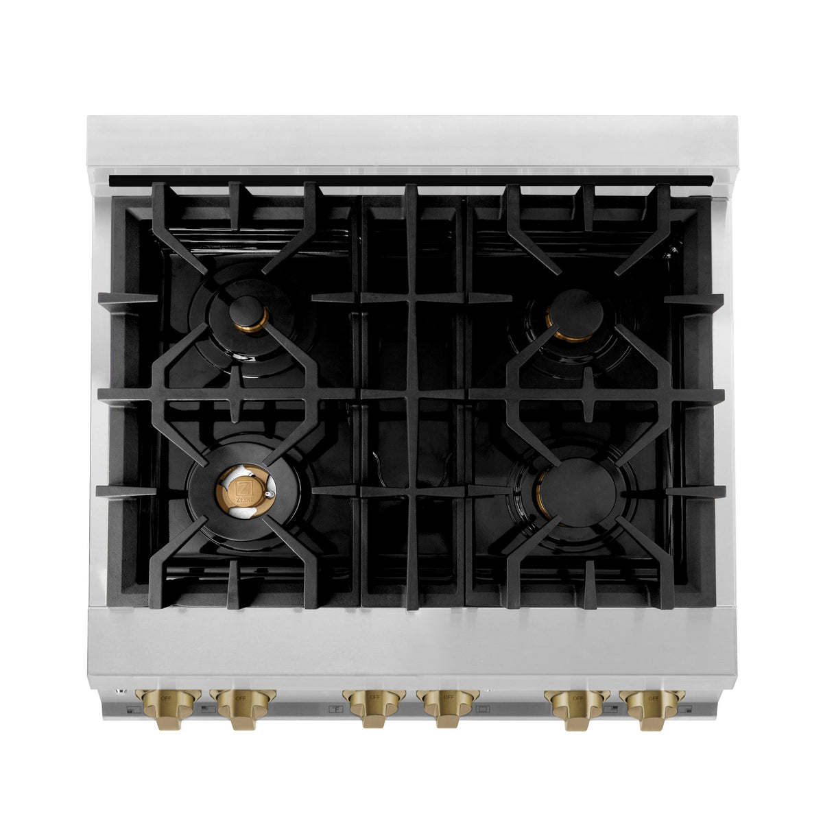 ZLINE - 30 in. Wide 4 Burner Autograph Legacy Dual Fuel Range with White & Bronze Accents (RAZ-WM-30-CB) - Multicolor