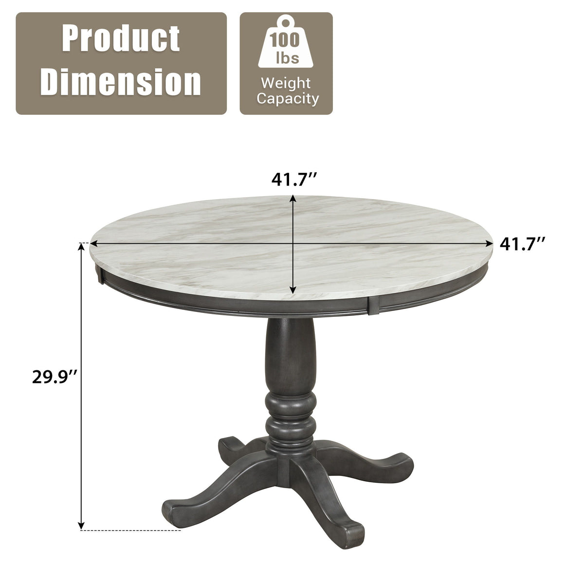 Mesa de Comedor - Gris - Imitación Mármol