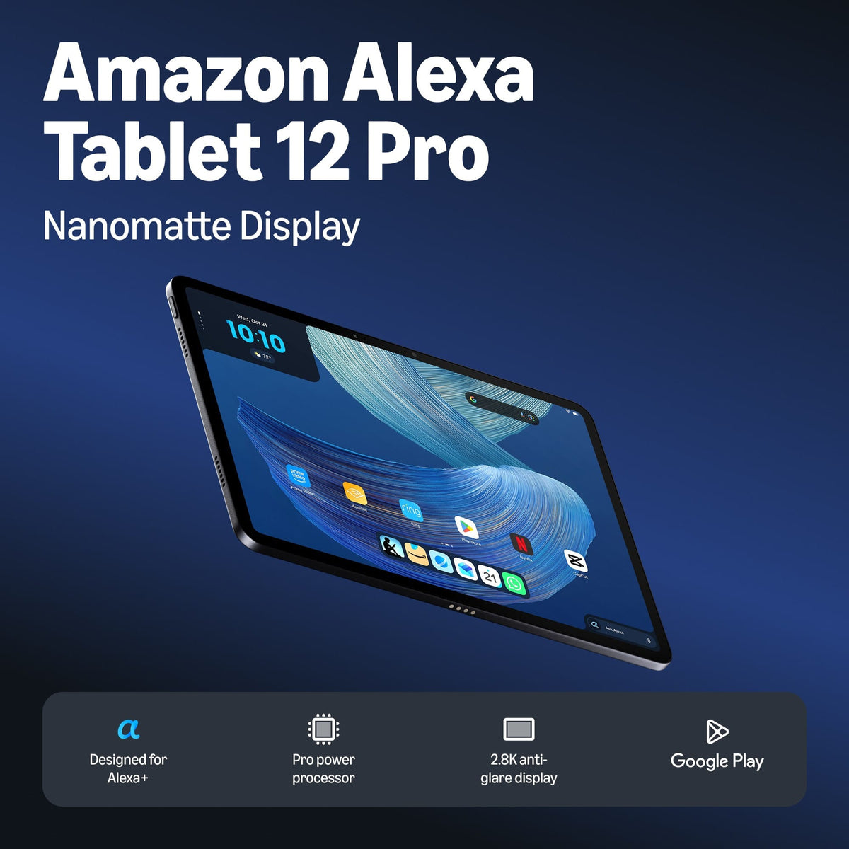 Amazon - Alexa Tablet 12 Pro (All-new), 8GB RAM, 128GB, 12″ 2.8K Nanomatte display, All-day battery, Designed for Alexa+ - Graphite