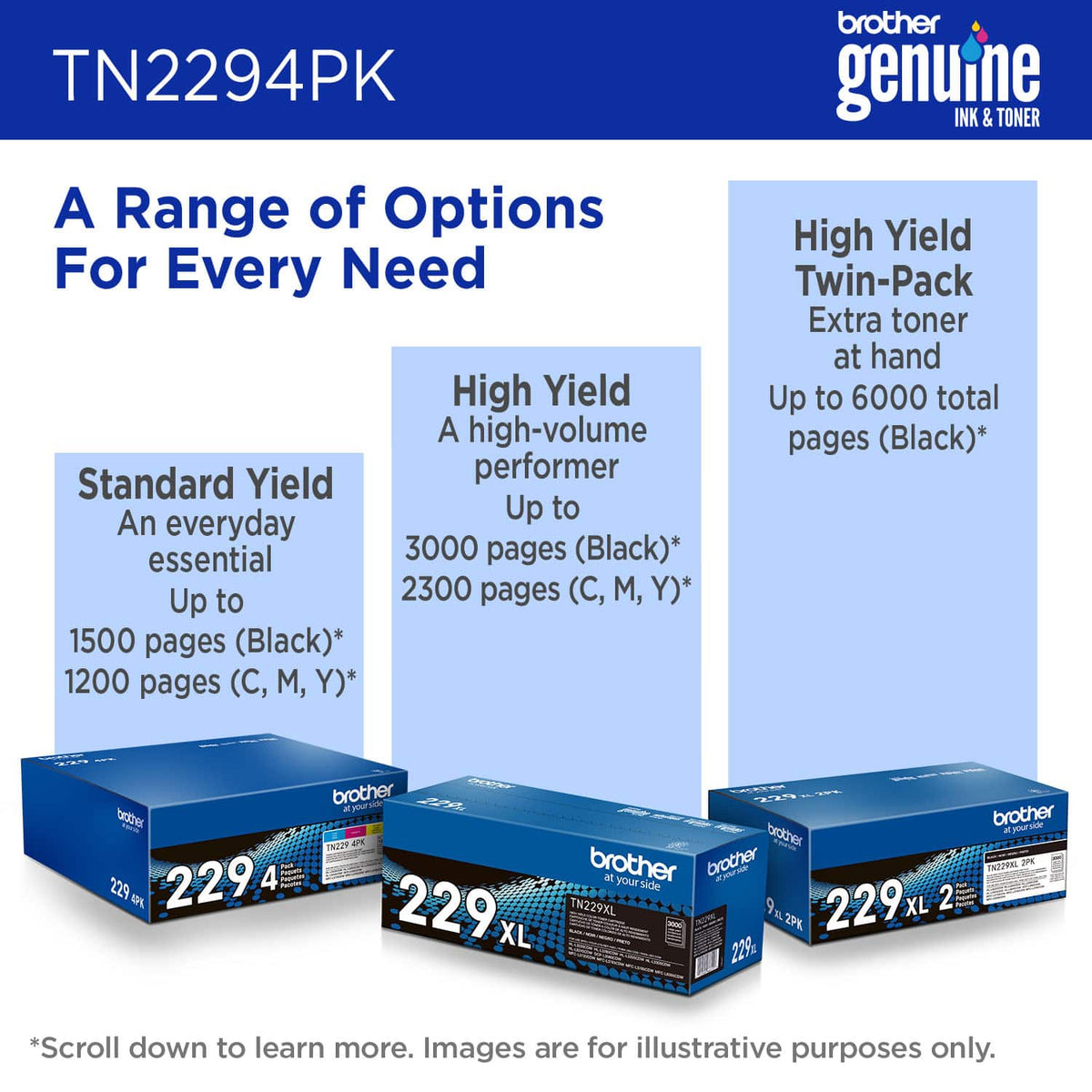 Brother - TN229 4-Pack Standard-Yield Toner Cartridges - Black/Cyan/Magenta/Yellow