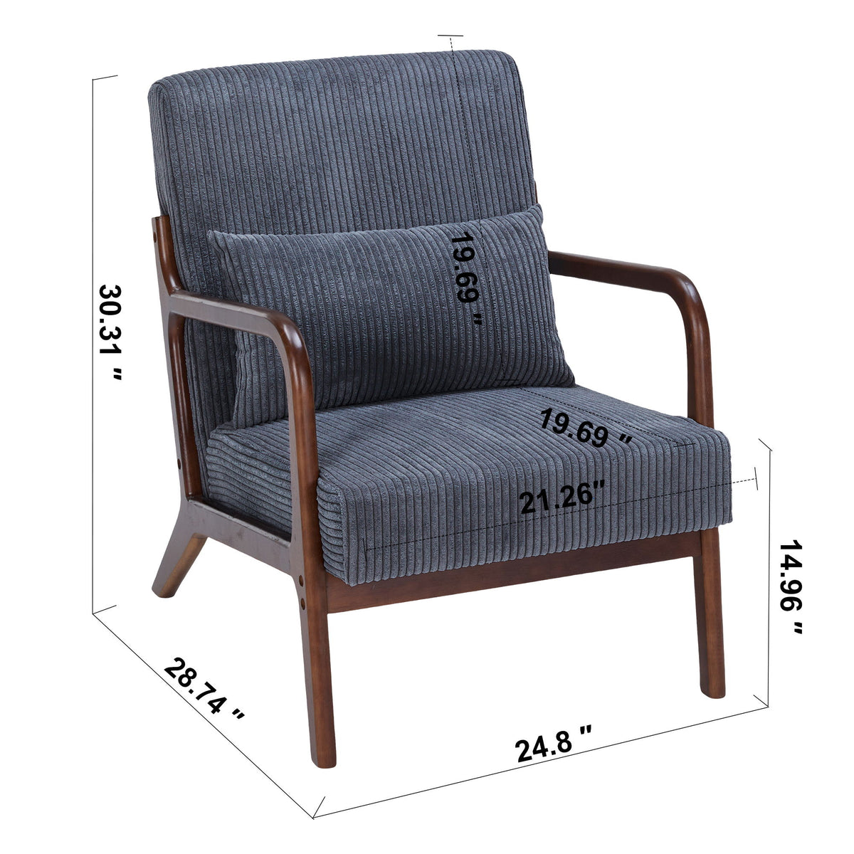 Accent Chair With Pillow And Wood Frame