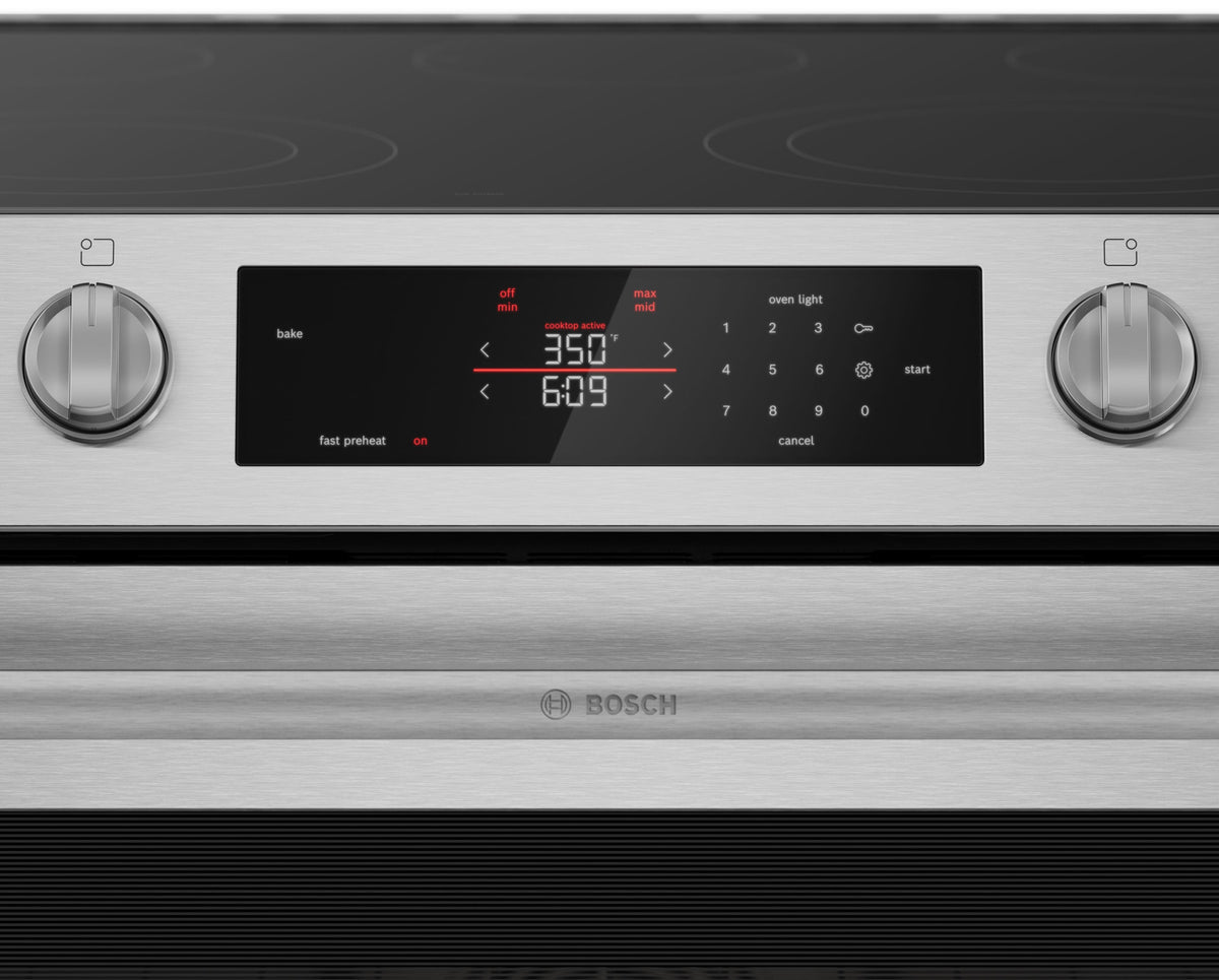 Bosch - 300 Series 30 in. Wide 5.8 Cu. Ft. Slide-In Electric Convection Range with 5 Elements - Stainless Steel