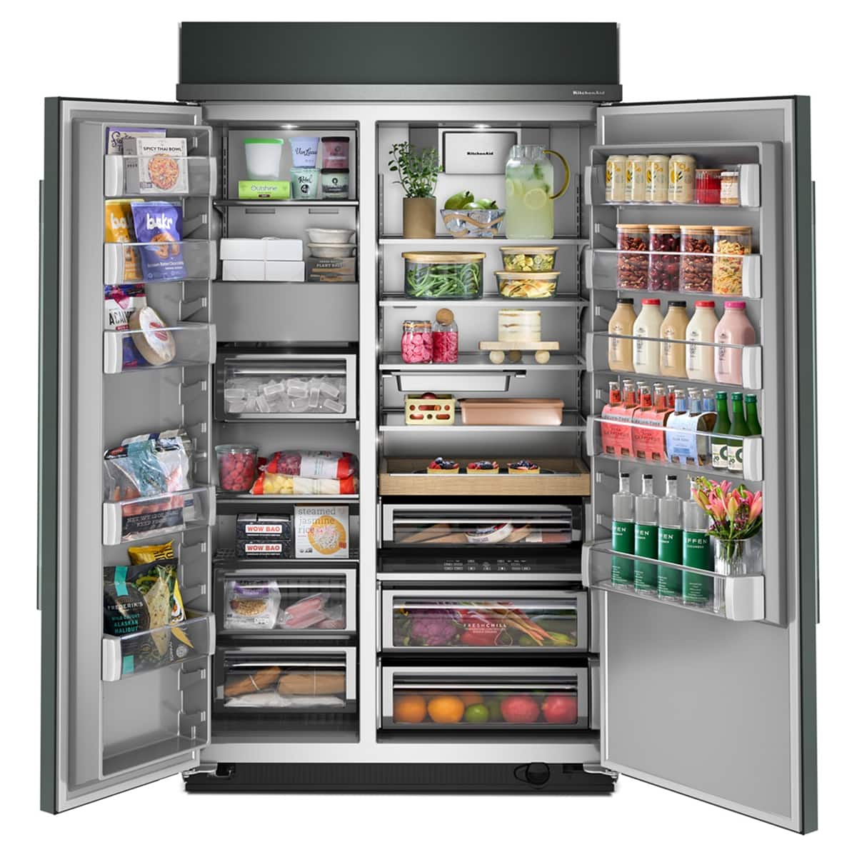 KitchenAid - 48 in. Wide 30 cu. ft. Built-In Side-by-Side Refrigerator with Platinum Interior - Juniper