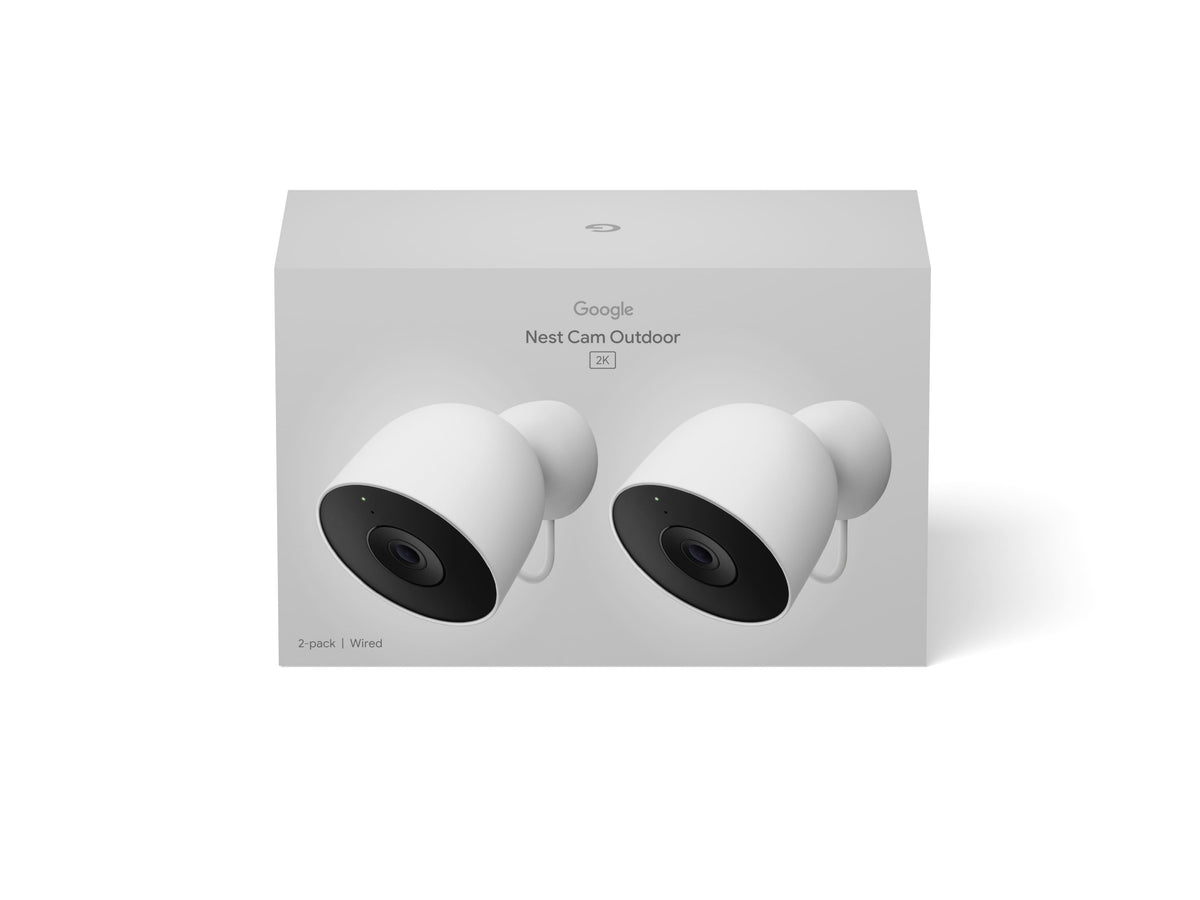 Google - Nest Cam Outdoor (wired, 2nd gen) - 2K Video and Gemini - 2-Pack - Snow