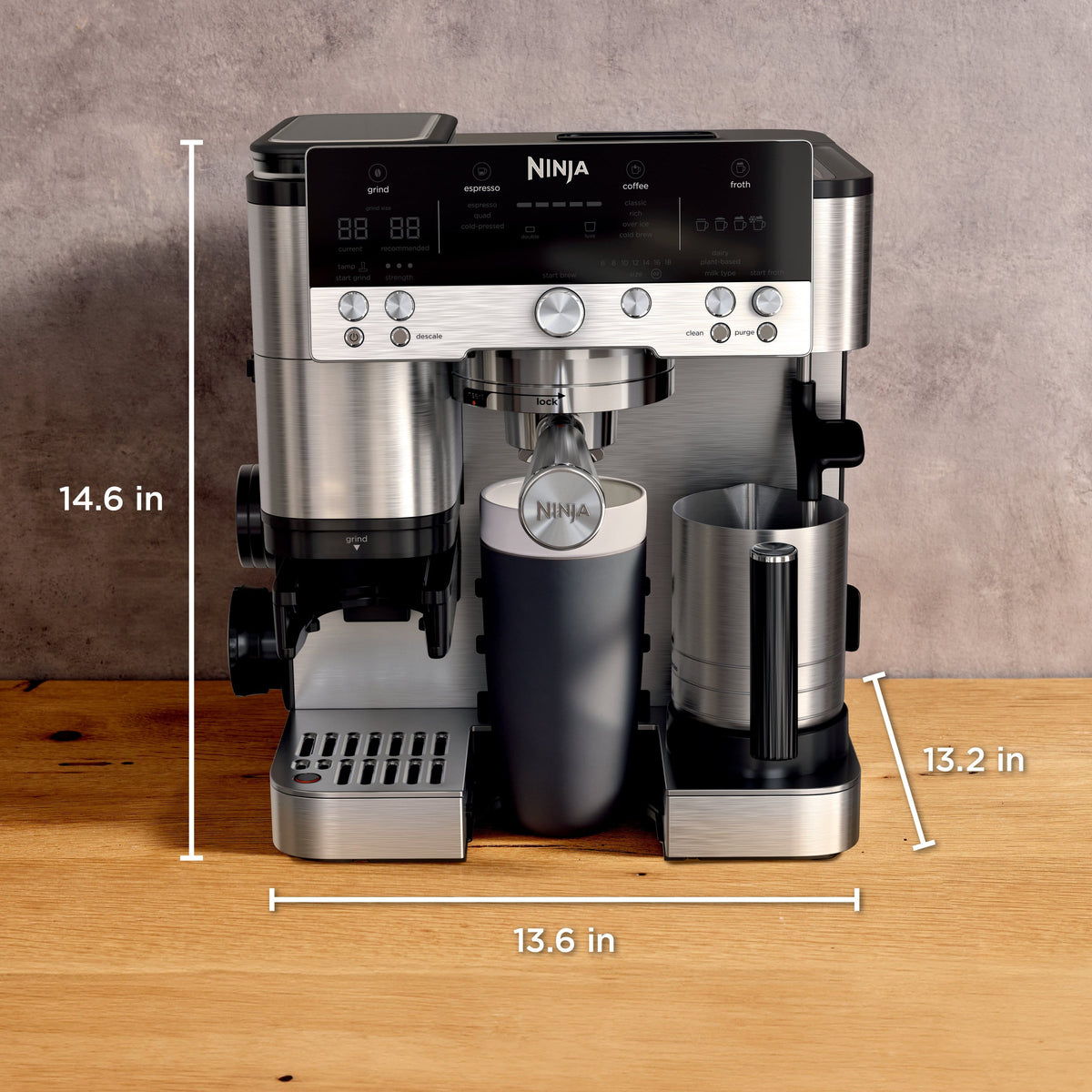 Ninja - Luxe Café Premier Series 3-in-1 Espresso, Coffee, and Cold Brew Machine with Grinder and Scale, and Hands-Free Frother - Stainless Steel