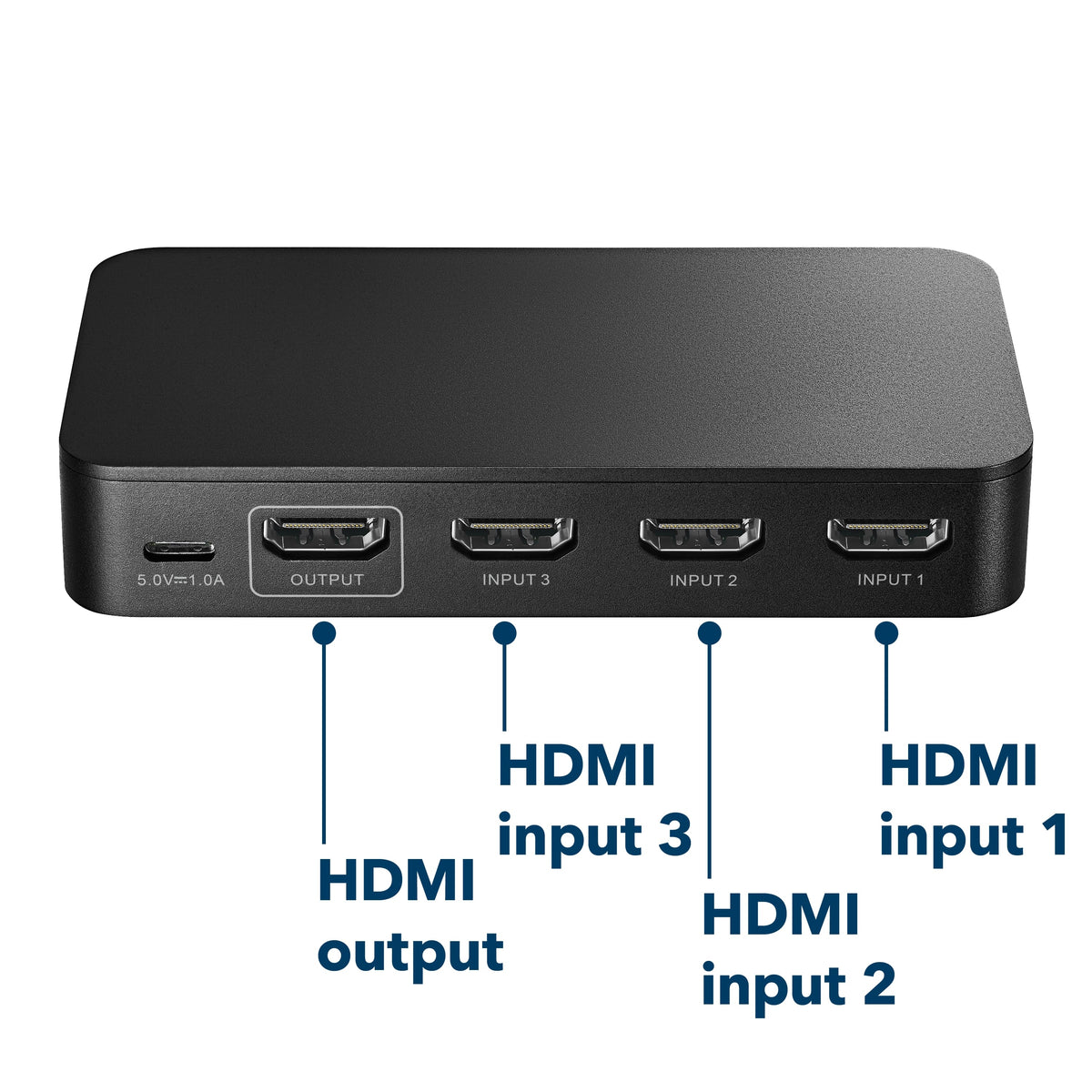Insignia™ - HDMI 3-Port Switch with 4K HDR Inputs - Black
