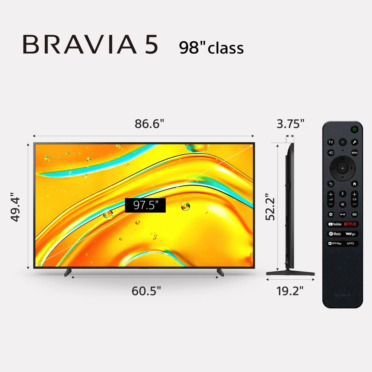 Sony - 98" Class BRAVIA 5 Mini LED 4K UHD Smart Google TV with Gemini (2025)