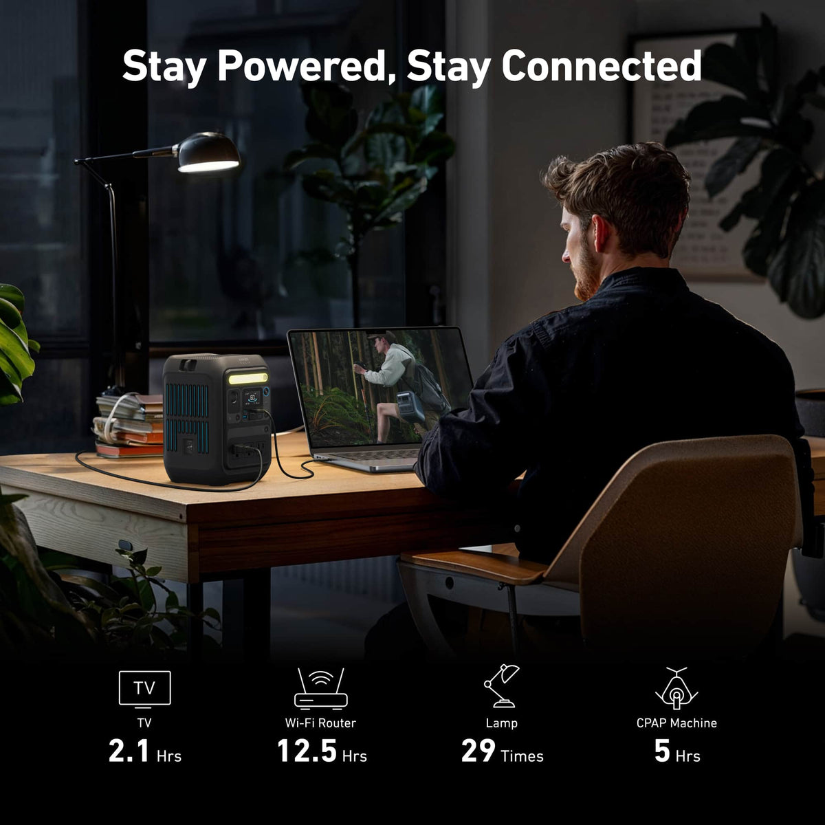 Anker - SOLIX C300X Portable Power Station 288Wh(90,000mAh)/Peak 600W Backup Battery Generator for Camping,Travel&Emergencies (288 Wh Capacity) - Black